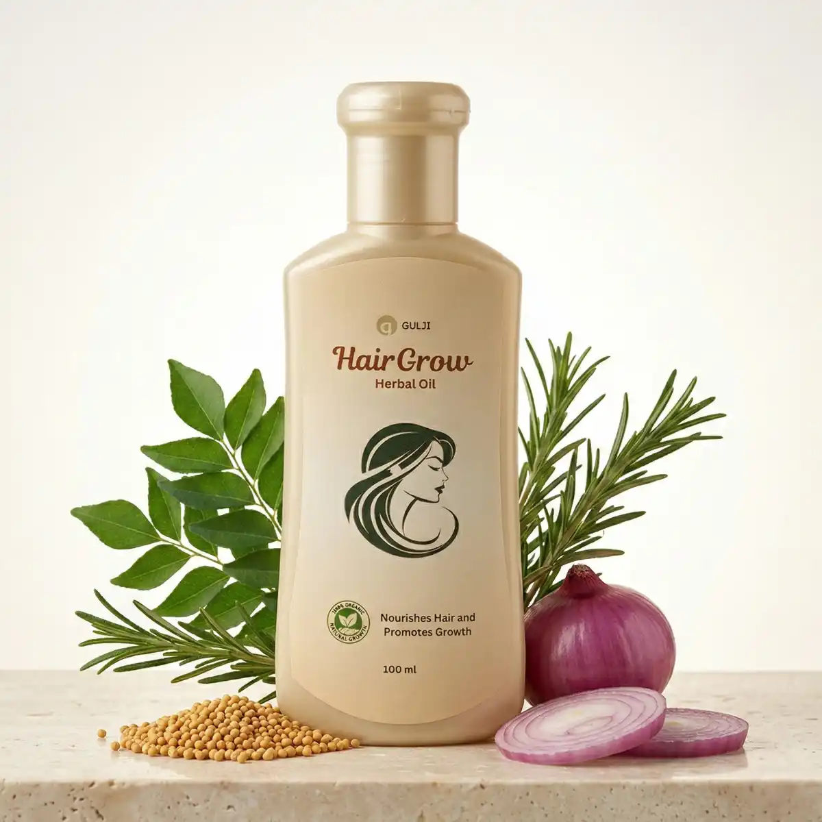 Gulji HairGrow Premium Hair Oil 100ml bottle — 18 botanical oils and herbal extracts